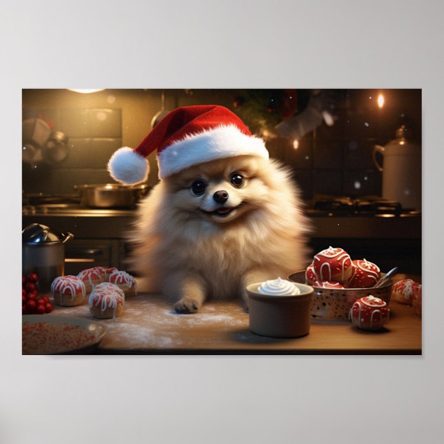 Pomeranian Christmas Cookies Festive Holiday Poster (Front)