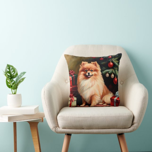 Pomeranian Christmas Cushion (Chair)