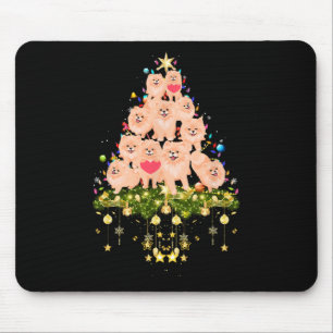 Pomeranian Christmas Dog Tree Lights Holiday Pomer Mouse Mat