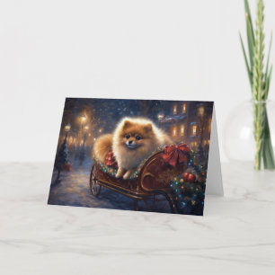 Pomeranian Christmas Festive Season Brushed  Card