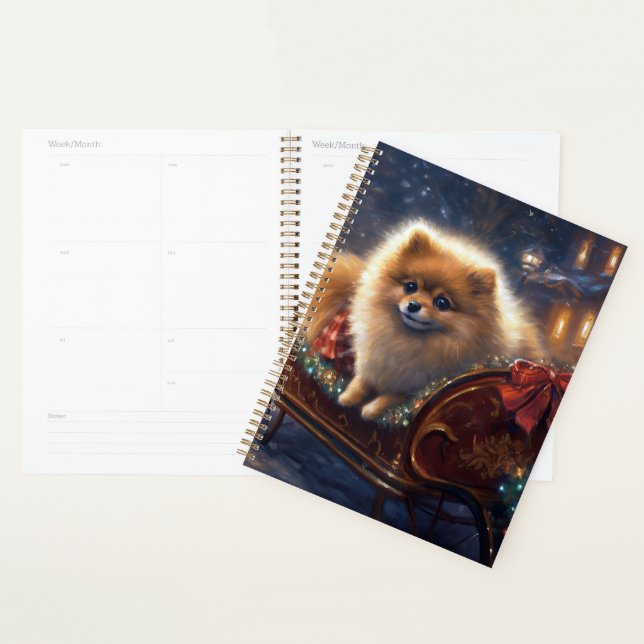 Pomeranian Christmas Festive Season Brushed  Planner (Display)