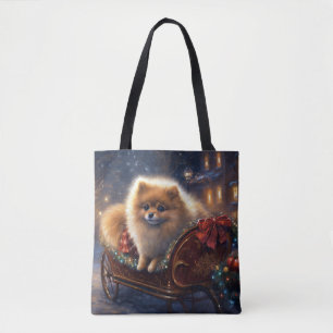 Pomeranian Christmas Festive Season Brushed Tote Bag