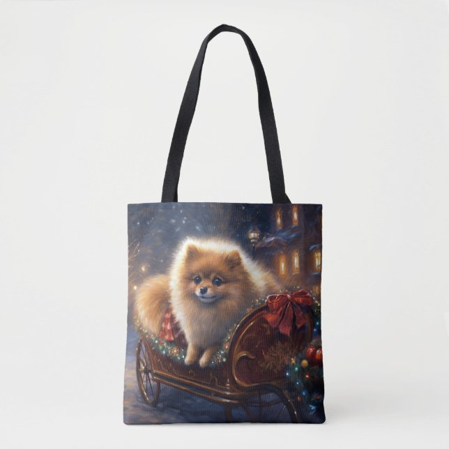 Pomeranian Christmas Festive Season Brushed  Tote Bag (Front)