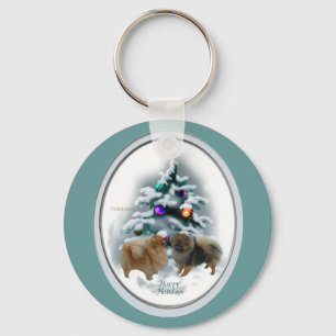 Pomeranian Christmas Gifts Key Ring