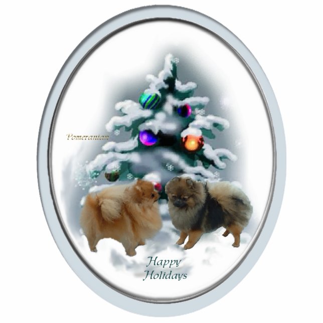 Pomeranian Christmas Gifts Ornament Photo Sculpture Decoration (Front)