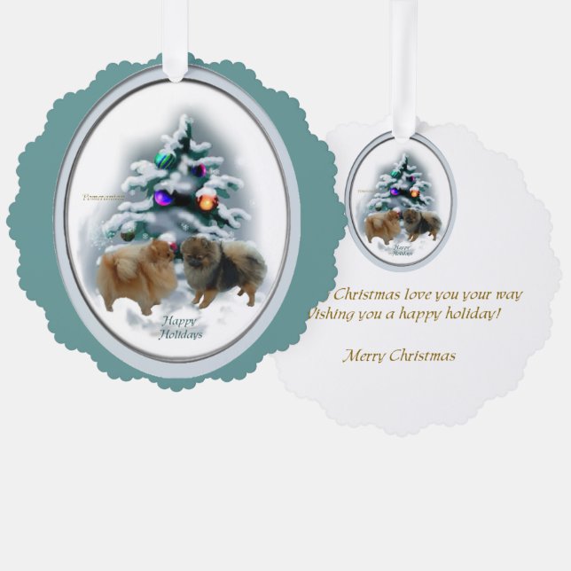 Pomeranian Christmas Gifts Tree Decoration Card (Front/Back)