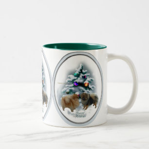 Pomeranian Christmas Gifts Two-Tone Coffee Mug