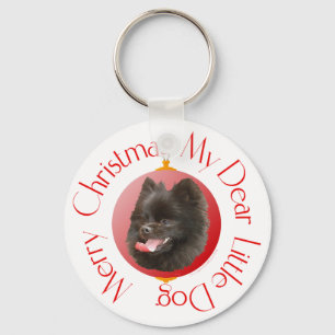 Pomeranian Christmas Key Ring