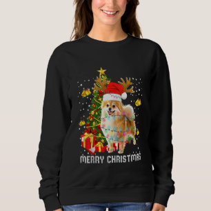 Pomeranian Christmas Lights Tree Santa Xmas Pajama Sweatshirt