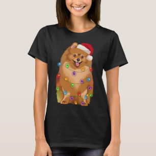 Pomeranian Christmas Lights Xmas Pom Dog Lover T-Shirt