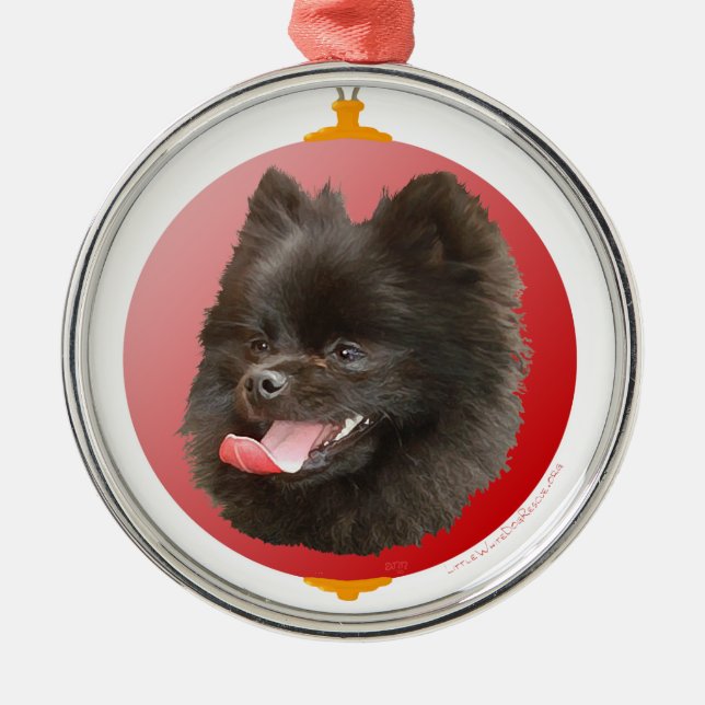Pomeranian Christmas Metal Tree Decoration (Front)