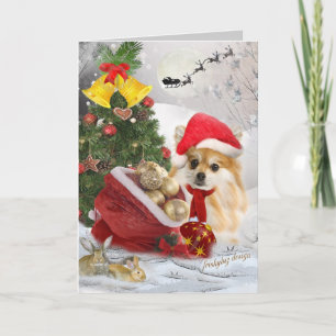 Pomeranian Christmas Snow Scene cards
