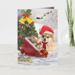 Pomeranian Christmas Snow Scene cards