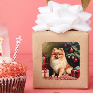 Pomeranian Christmas Square Sticker