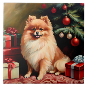 Pomeranian Christmas Tile