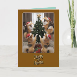 Pomeranian Christmas Tree Card