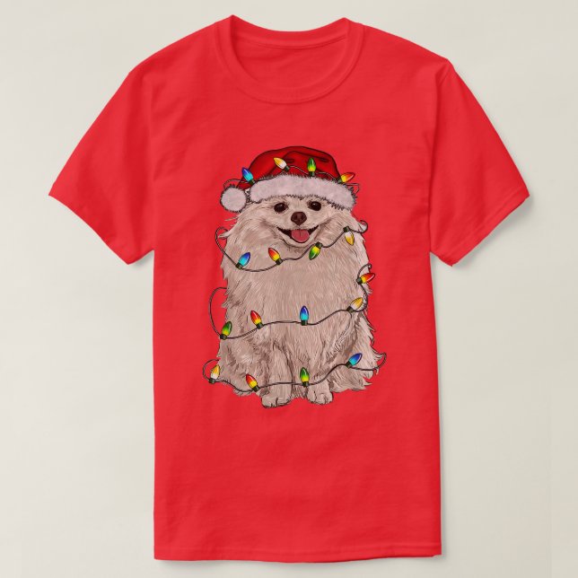 Pomeranian Christmas Tree Light Pajama Dog Lover X T-Shirt (Design Front)