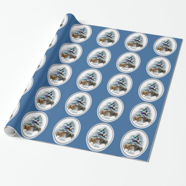 Pomeranian Christmas Wrapping Paper (Unrolled)