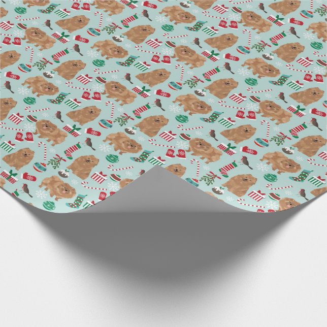 Pomeranian Christmas wrapping paper (Corner)