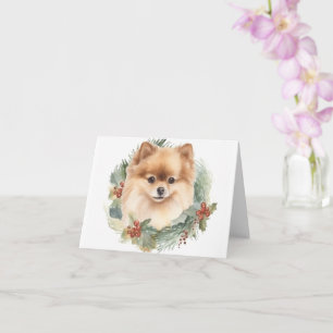 Pomeranian Christmas Wreath Festive Pup Card
