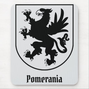Pomeranian Coat of Arms Black and White Heraldic Mouse Mat