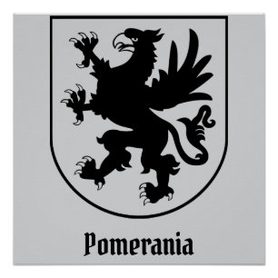 Pomeranian Coat of Arms Black and White Heraldic Poster