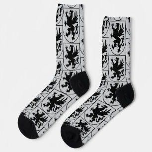 Pomeranian Coat of Arms Black and White Heraldic Socks