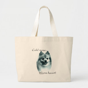 Pomeranian Cold Nose Warm Heart Large Tote Bag