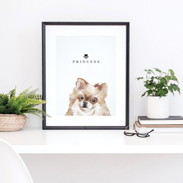 Pomeranian Collie Watercolor Illustration Dog Name Poster (Creator Uploaded)