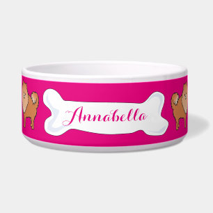 Pomeranian Customisable Name Dogfood Pet Bowl