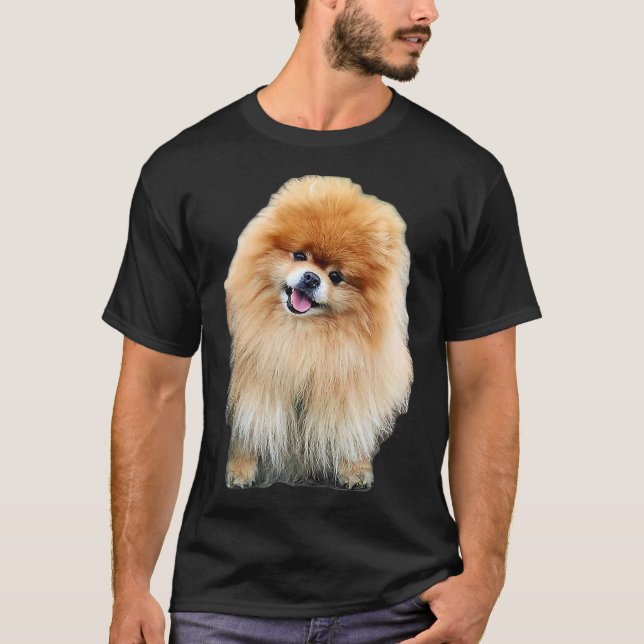 Pomeranian Cute Puppy Dog Head Tilt T-Shirt (Front)