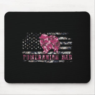Pomeranian Dad Camo American Flag Camouflage USA Mouse Mat