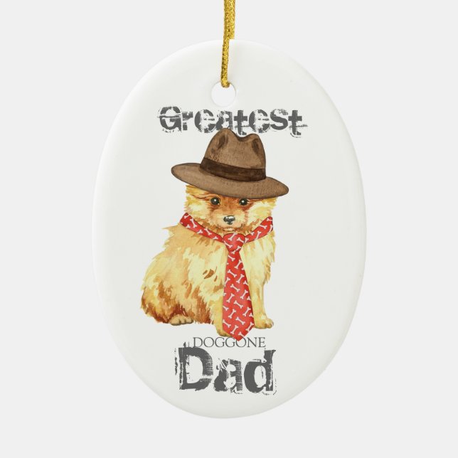 Pomeranian Dad Ceramic Ornament (Front)
