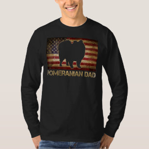 Pomeranian Dad Vintage American Flag Patriotic Dog T-Shirt