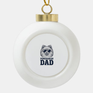 Pomeranian Dad Vintage Engraving Dog Lover Design_ Ceramic Ball Christmas Ornament