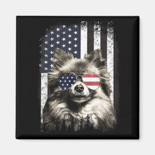 Pomeranian Dog Aamerican Flag 4th Of July Sungles Magnet