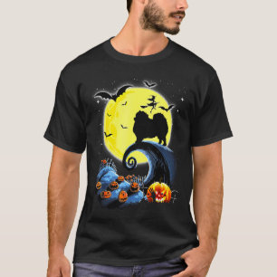 Pomeranian Dog And Moon Funny Halloween T-Shirt