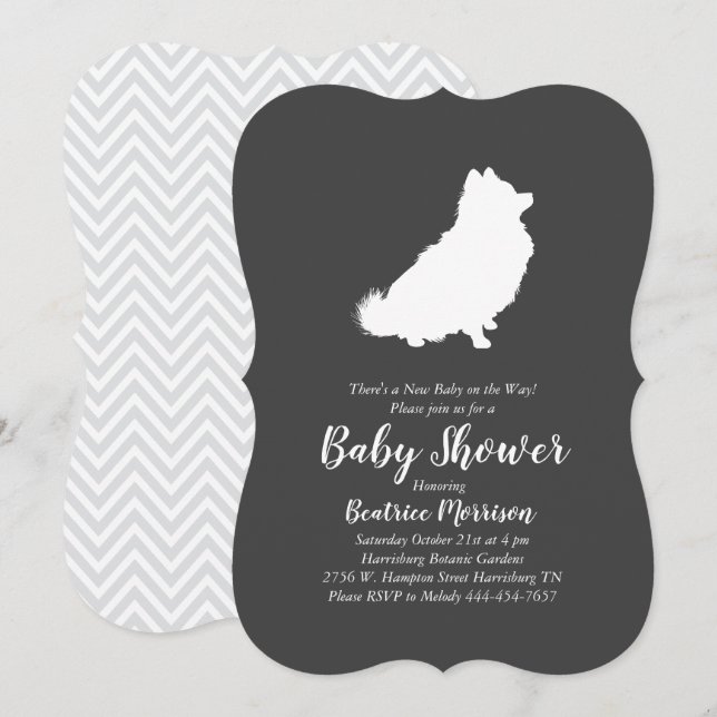 Pomeranian Dog Baby Shower Gender Neutral Invitation (Front/Back)