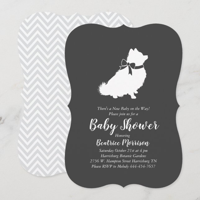 Pomeranian Dog Baby Shower Gender Neutral Invitation (Front/Back)