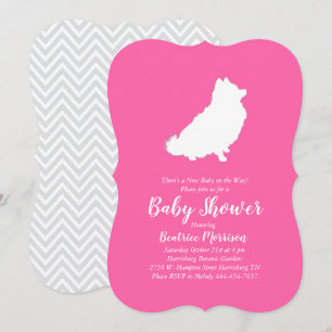 Pomeranian Dog Baby Shower Pink Girl Invitation