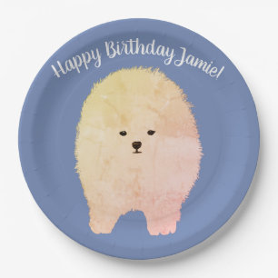 Pomeranian Dog,  Birthday Custom Paper Plates