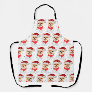 Pomeranian Dog Breed Christmas Stars Apron