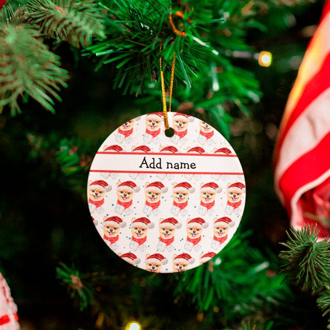 Pomeranian Dog Breed Christmas Stars Ceramic Tree Decoration (Creator Uploaded)