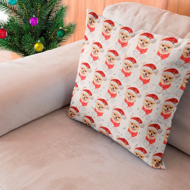 Pomeranian Dog Breed Christmas Stars Cushion (Creator Uploaded)