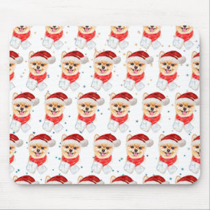 Pomeranian Dog Breed Christmas Stars Mouse Mat