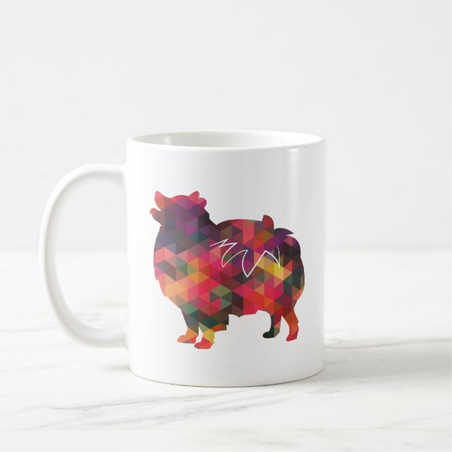 Pomeranian Dog Breed Geo Silhouette Multi Coffee Mug (Left)