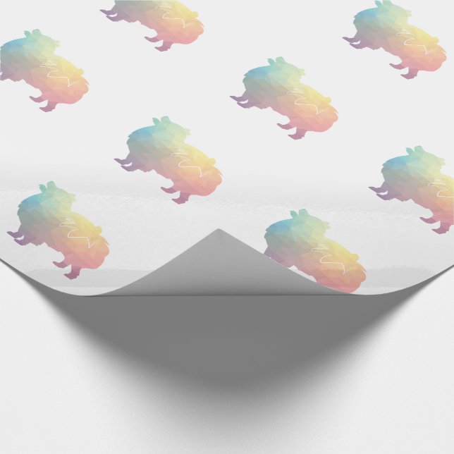 Pomeranian Dog Breed Geo Silhouette Pastel Wrapping Paper (Corner)