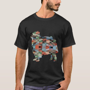 Pomeranian Dog Breed Silhouette Geometric Pattern T-Shirt