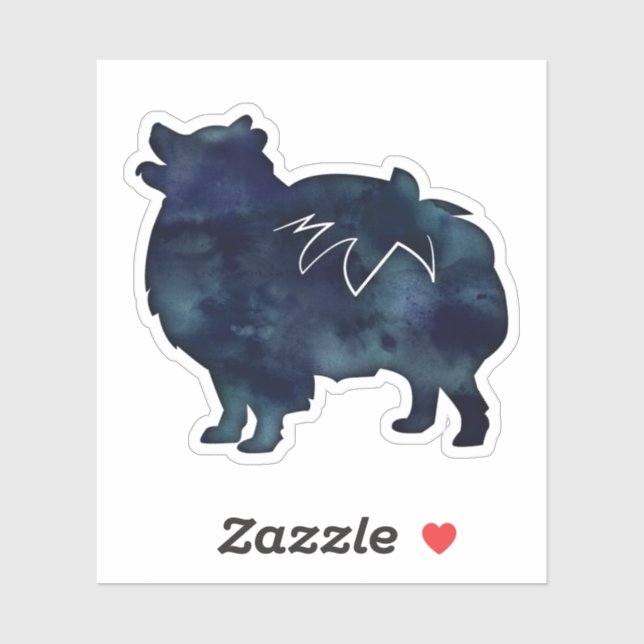 Pomeranian Dog Breed Watercolor Silhouette (Sheet)