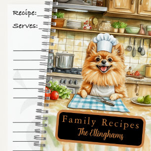 Pomeranian Dog Chef Spiral Recipe Book